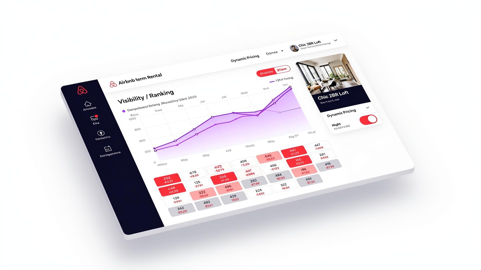 StayBot dashboard showing a listing audit with visibility score and competitor benchmarks